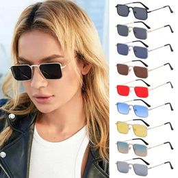 Sunglasses UV400 Protection Rectangle Fashion Metal Frame Travel Punk Sun Glasses Candy Colour Eyewear For Women & Men