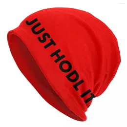 Berets Cryptocurrency Just Hodl It Skullies Beanies Caps Winter Warm Knitted Hat Men Women Hip Hop Adult Bonnet Hats Outdoor Ski Cap