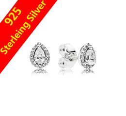 Authentic 925 Sterling Silver CZ Diamond Tear Drops Earring Women Gift Jewelry for Radiant Teardrops Stud Earrings Original box Set2244669