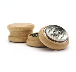 Wood Grinders Smoking Accessories Herb Tobacco Spice Grinder Drum Type 55mm 2 Parts Woods and Metal Cigarette Utensil1215221