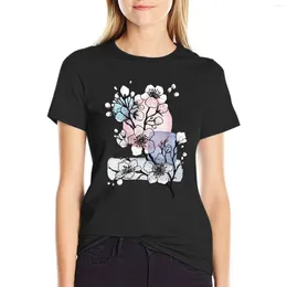Women's Polos Cherry Blossom Art In Watercolor And Ink T-shirt Korean Fashion Lady Clothes Anime Workout Shirts For Women