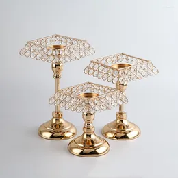 Candle Holders 1Pcs Square Style Crystal Holder Home Decor Gold Candelabra Modern Wedding Table Decoration