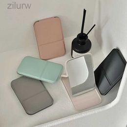 Compact Mirrors Desktop Makeup Mirror Solid PU Leather Simple Portable Handheld Makeup Mirror Foldable Student Compact Cute Pocket Mirror d240510