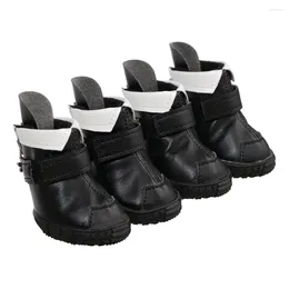 Dog Apparel 4Pcs/Set Puppy Waterproof PU Leather Shoes Pet Anti-Slip Warm Protective Boots Protector For Dogs