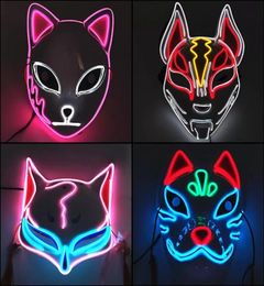 LED Halloween Mask Mixed Colour Luminous Glow In The Dark Mascaras Halloween Anime Party Costume Cosplay Masques EL Wire Fox 9123004463