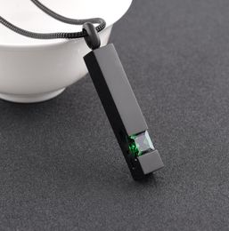 SB0006 Emerald green Birthstone Inlay Black Bar Cremation Necklace Men Women Gift Ashes Holder for Loved One8358704