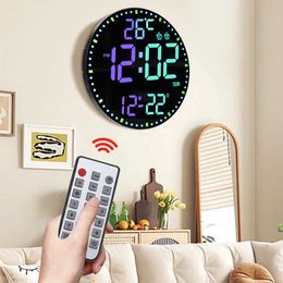 Wall Clocks LED digital electronic clock perpetual calendar wall living room decoration mounted color smart Q240509