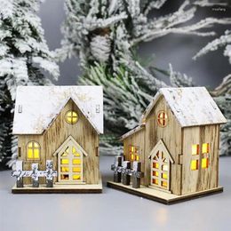 Christmas Decorations 2Pcs Gingerbread House Glowing Statue Lighted Village Xmas Church Ornament Gifts