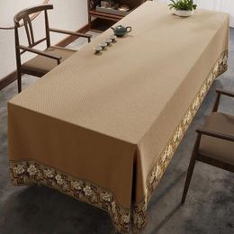 Table Cloth D80 Chinese Style Tea Mat Cotton And Linen Solid Colour Fabric Tablecloth Grey Zen Conference Flag