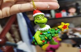 Party Favour Grinch Christmas Ornaments Tree Xmas Decorations Creative Decoration Resin pendants Accessories chrilden gift8575634