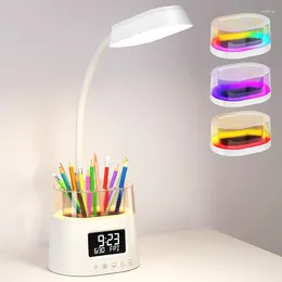 Table Lamps Desk Light With Pen Holder Colorful Atmosphere Night Gooseneck Reading Lights RGB Study Lamp