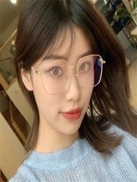 Non Prescription Anti Blue Light Luxury Square Glasses Transparent Metal Eyeglasses Frames Clear Lens Womens Accessoires5769712