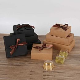 3Pcs Gift Wrap 10pcs Kraft Paper Gift Boxes With Ribbon Package Candy Cake For Packaging Wedding Party Gift Boxes Decoration Food Packaging