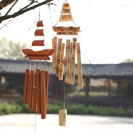 Decorative Figurines Antique Wind Chime Wall Hanging Wooden Windchimes Gifts Outdoor Bamboo Chimes Sailboat Shaped