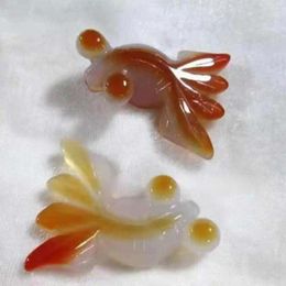 Pendants 5pcs Natural Red Agate Goldfish Gemstone Lucky Yoga Practise Spirituality National Style Chic Colourful Pray Healing Diy