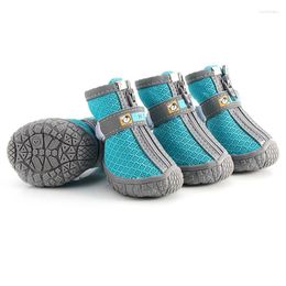 Dog Apparel 4Pcs/Set Boots For Small Medium Dogs Breathable Rubber Bottom Shoes Outdoor Walking Hiking Durable Bootie