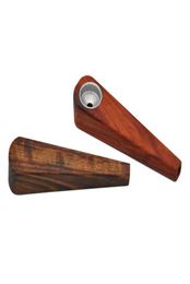 Handpipe Natural Wood Herb Tobacco Pipe Innovative Design Smoking Metal Bowl High Quality Handmade Cake DHL 7357396