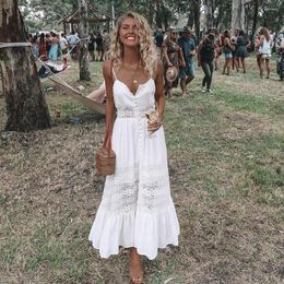 Casual Dresses Hirigin Fashion Boho Long Maxi Dress Women Summer Ladies Sleeveless White Beach Evening Party Vestidos