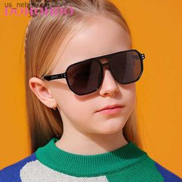 Sunglasses Childrens double bridge Polarised sunglasses new 3-12 year old girls and boys TAC glasses silicone flexible frame UV protection shadow Q240410