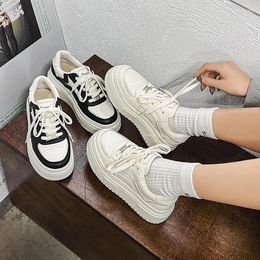 Casual Shoes Meotina Women Genuine Leather Round Toe Platform Sneakers Flat Lace-up Ladies Mixed Colors Fashion Spring Autumn