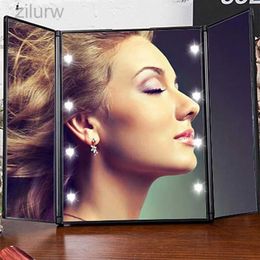 Compact Mirrors Foldable makeup mirror pocket travel mirror with LED light bathroom dressing table adjustable brightness makeup mirror d240510