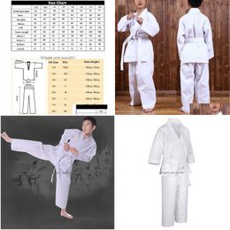 Other Sporting Goods Breathable Karate Uniform Taekwondo With Belt Elastic Waistband For Kid Sport Training Fitness Gym Clothes Drop Dhkl9