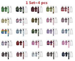 36 Styles 1 Set4pcs More Design Neoprene Hand Sanitizer Bottle Holder Wristlet Keychain Chapstick Holder 30ml Bottle1629350