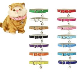 PU Leather Traction Rope Pet Dog Collar Pets Supplies DIY Japanese Bell Cat Collar Bells Wholesale Dogs Accessories