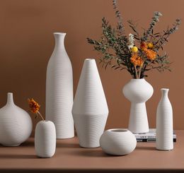 Modern simple white ceramic vase living room TV cabinet home decoration1984747