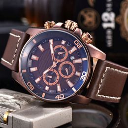 2020 High Quality 42mm Men's Watch Leather Fashion Casual Military Quartz Sports Watch All Functions Work Dropship AMANI 236z