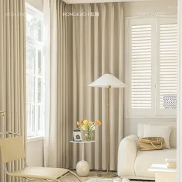 Curtain (Customized 6) Starry Thickened Chenille Curtains Blackout Cream Living Room And Bedroom