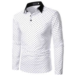Men's Polos Men Long Slve Polo Shirt Wave Dot Pattern Printing Polo Shirt New Fashion Casual Comfortable Classic Men Lapel Tops Y240510ESQU