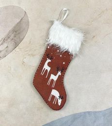 Christmas Stockings Linen Reindeer Sock Gift Kids Candy Elk Bag Xmas Noel Decorations for Home Christmas Tree Ornaments Navidad1918562457