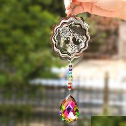 Garden Decorations Crystal Wind Chimes Sun Prism Tree Of Life Hanging Light Catching Home Wedding Decor Drop Delivery Patio Lawn Dh2Gv