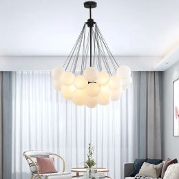 Modern Bubble Glass Chandelier 19/37 Balls Black Gold Hanging Light Glass Pendant Light for Dining Room Living Room Decoration