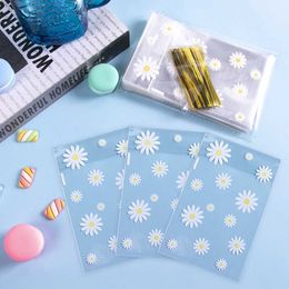 3Pcs Gift Wrap 50/100pcs Daisy Candy Cookie Bags Clear plastic Biscuit Baking Packing Bag Wedding Birthday Party baby shower DIY Gifts Wrapping