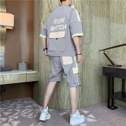 Sports Suits Alphabet Mens Clothing Sweatpants Top Grey Shorts Sets Jogging T Shirt Man Sweatshirt Tracksuit Kpop 2024 Trend Xl 240507