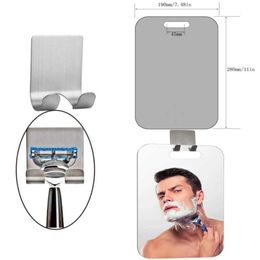 Compact Mirrors Anti fog acrylic mirror with hook shower non used for shaving men women makeup portable travel bathroom accessories Q240509