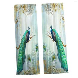 Curtain Peacock Window Panel Decorative Rustic Farmhouse Rod Pocket Curtains For