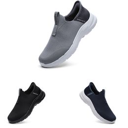Free Shipping Men Women Running Shoes Anti-Slip Breathable Slip-On Solid Flat Black Grey Deep Blue Mens Trainers Sport Sneakers GAI