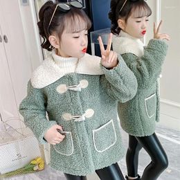 Jackets Girls Kids Coat Jacket Overcoat Cotton 2024 Vintage Warm Thicken Velvet Winter Teenager Plus Size Children's Clothing