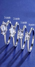 Wedding Rings3 Carat 18K White Gold Moissanite diamond stone 100 925 Sterling Silver for Women039s Wedding Ring High Quality6500248