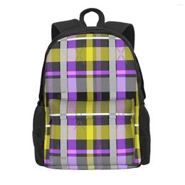 Backpack Nonbinary Flag Cheque Backpacks Men's Bags For Women Plain School Waterproof