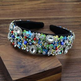 Hair Clips Handmade Flower Crystal Sequins Beaded Hairband Colorful Diamante Baroque Handwoven Headband For Women Jewelry