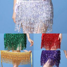 Dance Belly new Sequin fringe Oriental scarf sexy chain Hip Scarf beginner waist skirt versatile9694998