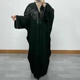 Ethnic Clothing Muslim Women Abaya Rhinestone Beaded Bat Sleeve Loose Cardigan Robe Fashion Dubai For