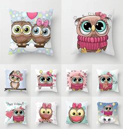 4545cm Owl Cushion Cover Cartoon Polyester Throw Pillows Case for Home Sofa Decorative Cute Square Pillows Cover9835432