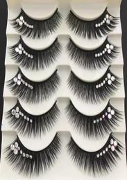 5 Pairs Latin Makeup False Eye Lashes Extension Party Cosplay Halloween Long Thick Natural Eyelash Colour Glitter Shimmery Dance Ey1005286