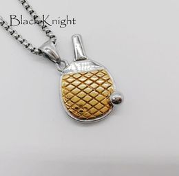 Pendant Necklaces Black Knight 2 Tone Table Tennis Bat Necklace Men Fashion Stainless Steel Gym Pingpong Jewellery BLKN06625199756