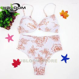 Women's Swimwear Sexy High Waist Bikini Set Swimsuit Women Underwired Bandeau Push Up Bathing Suit Ruched Beach Wear Swimming Suits